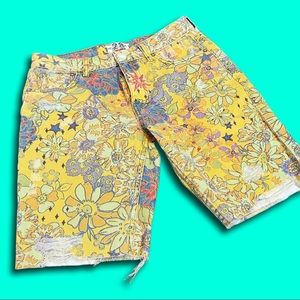 NWT Free People Yellow Floral Bermuda Shorts Size 28